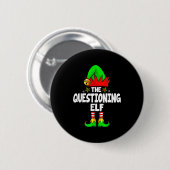 Questioning Elf Group Christmas Funny Pajama Party Button (Vorne & Hinten)