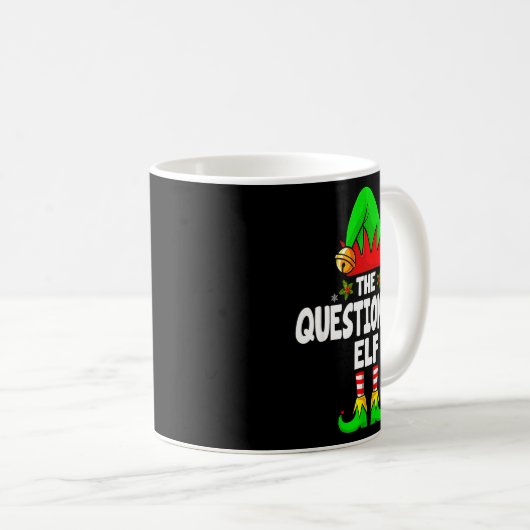 Questioning Elf Group Christmas Funny Pajama Party Kaffeetasse (VorderseiteRechts)
