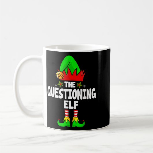 Questioning Elf Group Christmas Funny Pajama Party Kaffeetasse (Links)