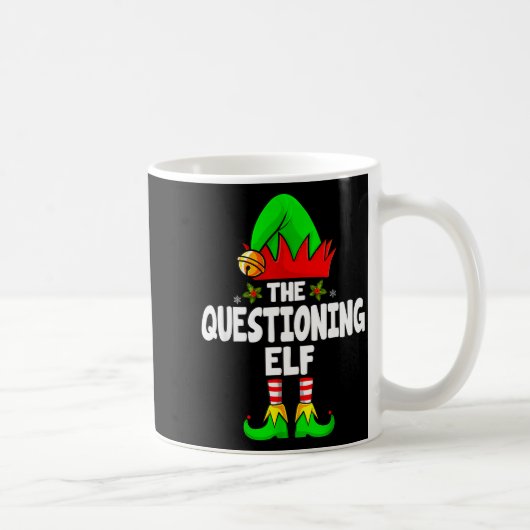 Questioning Elf Group Christmas Funny Pajama Party Kaffeetasse (Rechts)