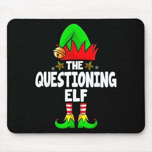 Questioning Elf Group Christmas Funny Pajama Party Mousepad (Vorne)