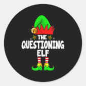 Questioning Elf Group Christmas Funny Pajama Party Runder Aufkleber (Vorderseite)