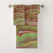 Questions 1 Wild Green Maroon Bath Towels Badhandtuch Set (Insitu)