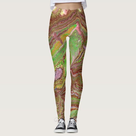Questions 1 Wild Green Maroon Leggings (Vorderseite)