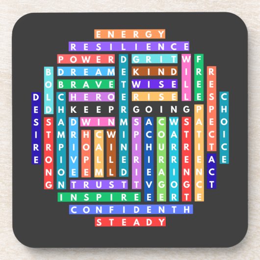 Questzirkel für Motivierend Word-Suche behalten Getränkeuntersetzer (Vorderseite)