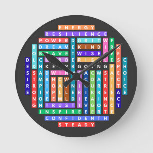 Questzirkel für Motivierend Word-Suche behalten Runde Wanduhr