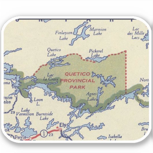 Quetico Provincial Park Map Aufkleber (Vorderseite)