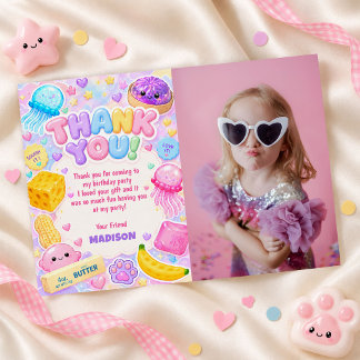 Quetschendes Mädchen Süß Kawaii Farbige Geburtstag Dankeskarte