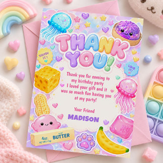 Quetschendes Mädchen Süß Kawaii Farbige Geburtstag Dankeskarte
