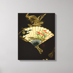 Quetschverbundener orientalischer Fan mit Leinwanddruck