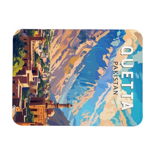 Quetta Pakistan Reisen Kunst Vintag Magnet (Horizontal)