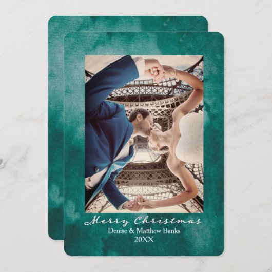 Quetzal Green Elegante Weihnachtskarte Einladung (Vorne/Hinten)