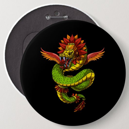 Quetzalcoatl Aztec Button (Vorne & Hinten)
