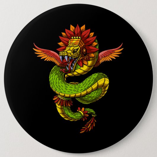 Quetzalcoatl Aztec Button (Vorderseite)