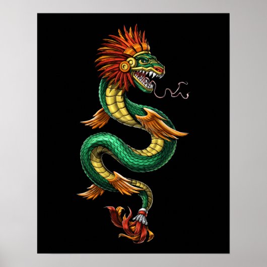 Quetzalcoatl Aztec Feathered Serpent God Poster (Vorne)