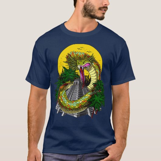 Quetzalcoatl Aztec God Alcient Mayan Pyramids T-Shirt (Vorderseite)
