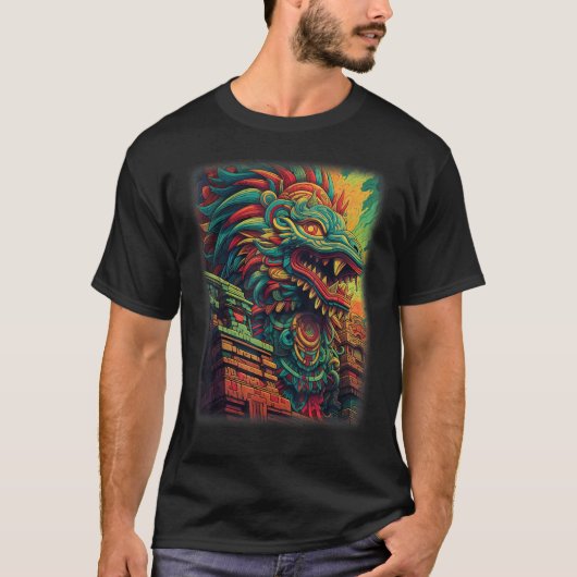 Quetzalcoatl Aztec God Feathered Serpent Kukulkan T-Shirt (Vorderseite)