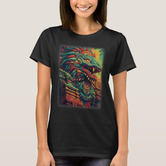 Quetzalcoatl Aztec God Feathered Serpent Kukulkan T-Shirt (Vorderseite)