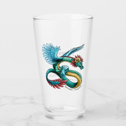 Quetzalcoatl Dragon Dezember Birthstone Türkis Glas (Vorderseite)