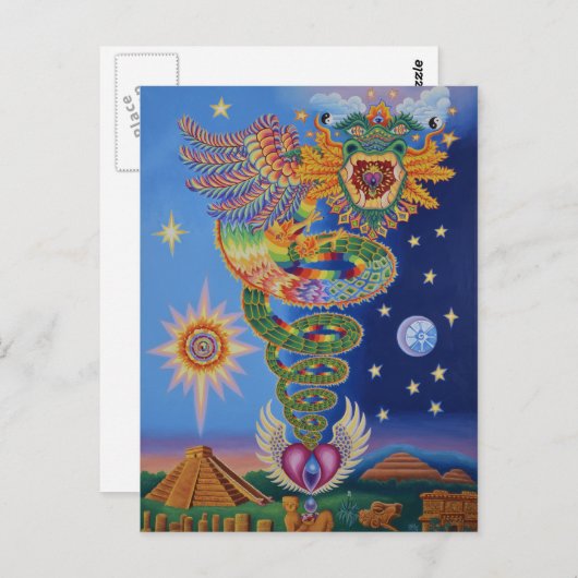 Quetzalcoatl gibt Postkarte zurück (Vorne/Hinten)