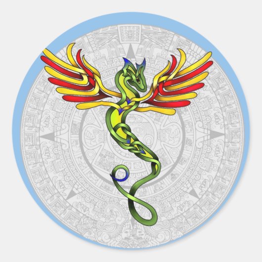 Quetzalcoatl Runder Aufkleber (Vorderseite)
