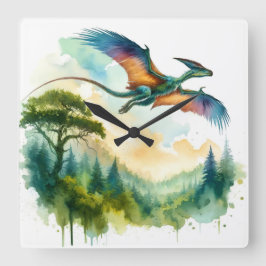 Quetzalcoatlus in Flight REF24 - Watercolor Quadratische Wanduhr