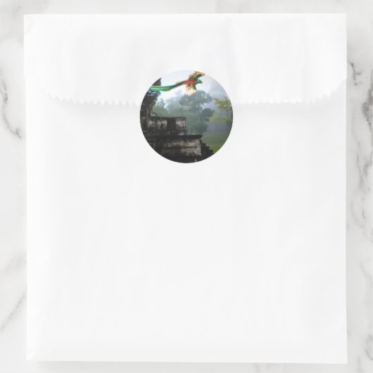 Quetzel in Tikal Runder Aufkleber (Tasche)