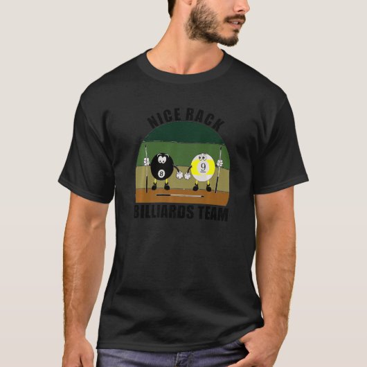 Queue Sport Pool Billard Team Schöner Billardtisch T-Shirt (Vorderseite)
