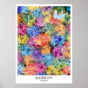 Quezon City Philippinen Karte Poster