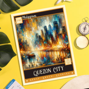 Quezon City, Philippinen   Vintage-Gemälde Postkarte