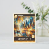 Quezon City, Philippinen | Vintage Malerei Postkarte (Stehend Vorderseite)