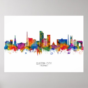 Quezon City Philippines Skyline Poster