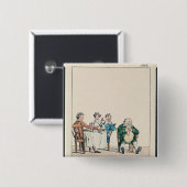 Qui dort dine', Karikatur eines Mannschlafens Button (Vorne & Hinten)