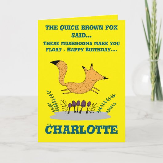 Quick Brown Fox Floats Falten Geburtstag Karte (Vorderseite)