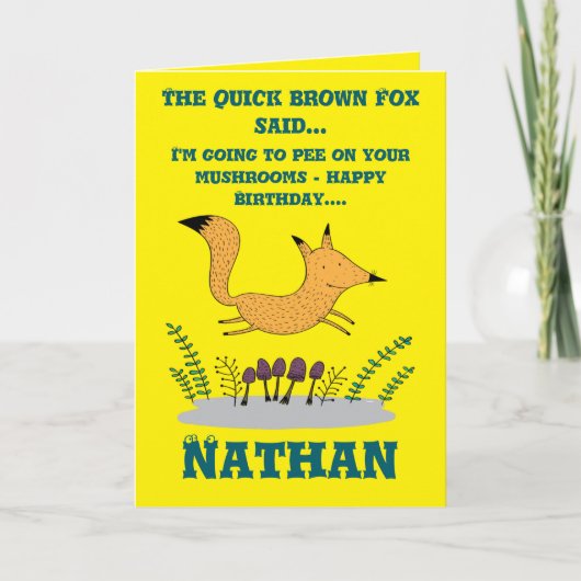 Quick Brown Fox muss Geburtstag pissen Karte (Vorderseite)