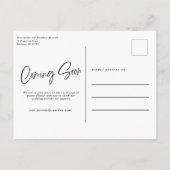 Quick Brush Script Postponcard Ankündigungspostkarte (Rückseite)