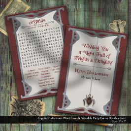 Quick Halloween Word Search Printable Party Game Feiertagskarte