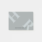 Quick Silver Gray Tiled Initials & Name Post-it Klebezettel (Vorderseite)