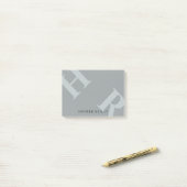 Quick Silver Gray Tiled Initials & Name Post-it Klebezettel (Auf Schreibtisch)
