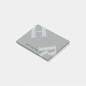 Quick Silver Gray Tiled Initials & Name Post-it Klebezettel (angewinkelt)