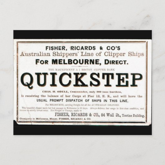 Quickstep Clipper Segelschiffe 1859 Postkarte (Vorderseite)