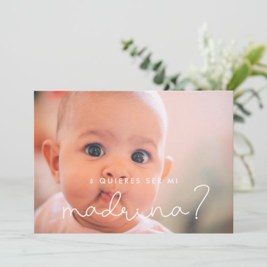 Quieres ser mi madrina Godmata Vorschlagskarte Einladung (Stehend Vorderseite)