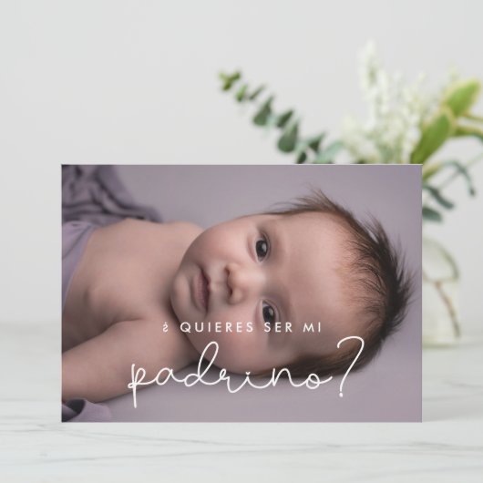 Quieres ser mi padrino GodVater Vorschlagskarte Einladung (Stehend Vorderseite)