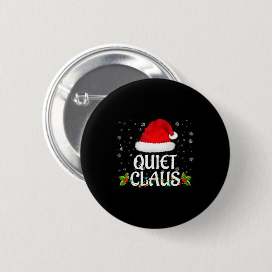 Quiet Claus Christmas Lights Santa Pajama Family M Button (Vorne & Hinten)