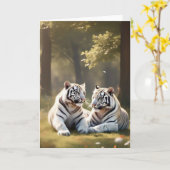 Quiet Companions – White Tigers Greeting Card Karte (Gelbe Blume)