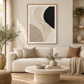 Quiet Current | Minimal Abstract Plaster Art Print Poster