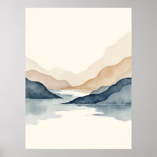 Quiet Currents – Minimal Landschap Poster (Vorne)