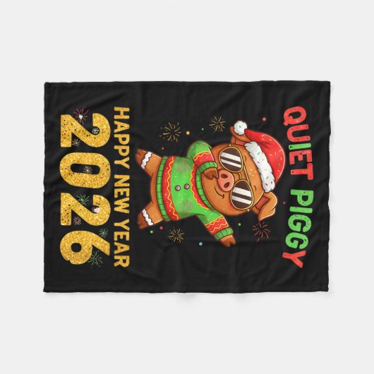 Quiet Ggy Happy New Year 2026 Cute Animal Fleecedecke (Vorderseite (Horizontal))