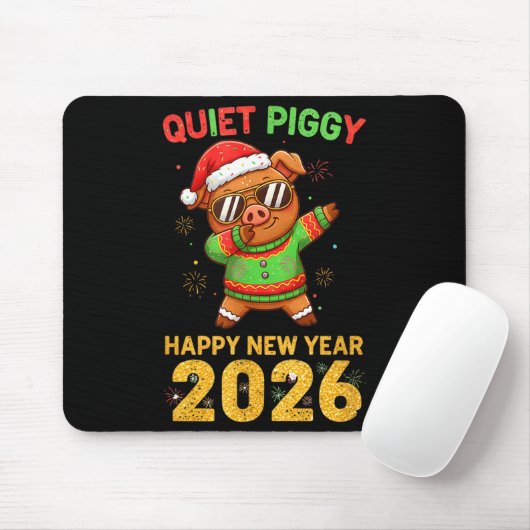 Quiet Ggy Happy New Year 2026 Cute Animal Mousepad (Mit Mouse)