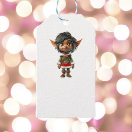 Quiet Girl Christmas Elf White Gift Tags Geschenkanhänger